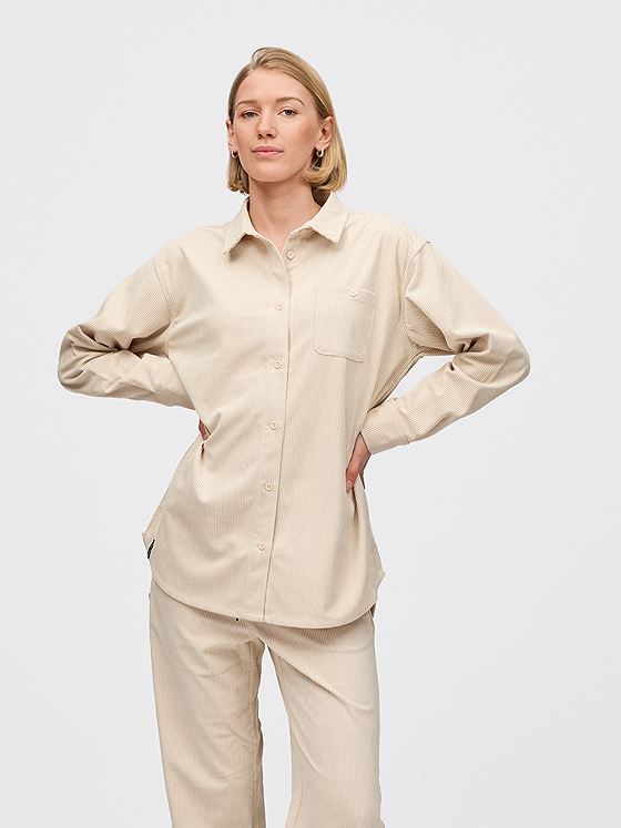 Twentyfour Mode Cord Skjorte D Gråhvit