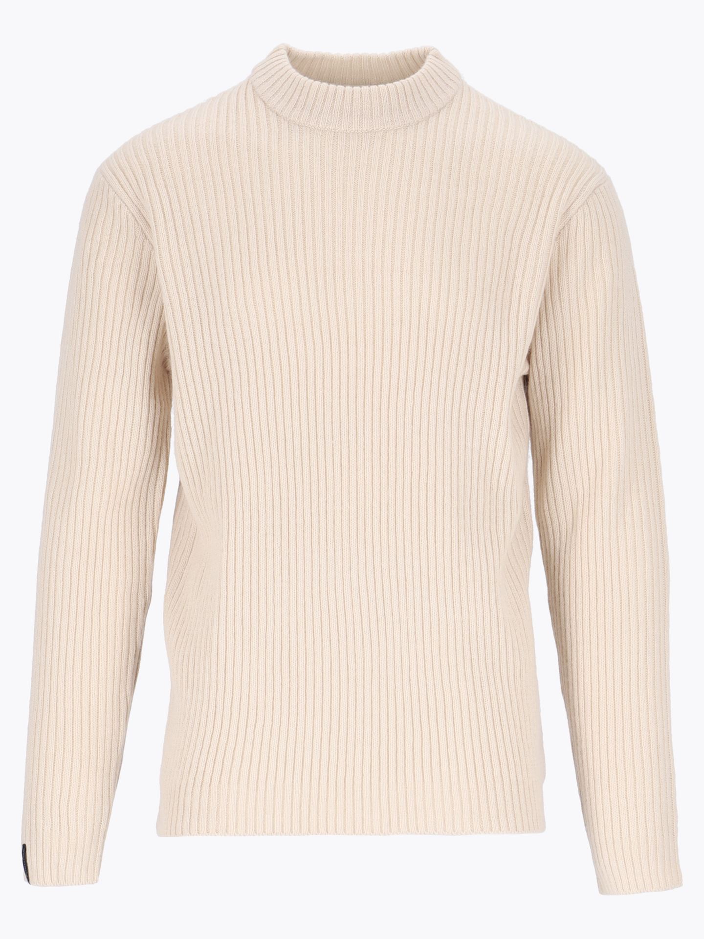 Twentyfour Mode Rib RN Sweater U Gråhvit