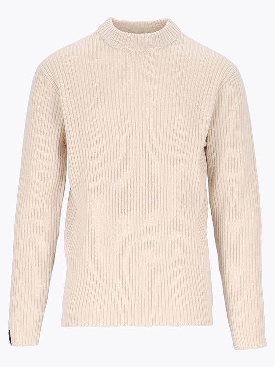Twentyfour Mode Rib RN Sweater U Gråhvit